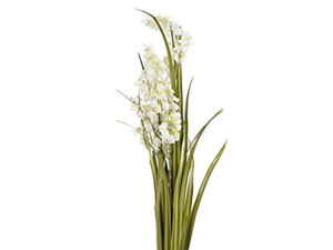 Trava z belimi zvončki 114cm zelena/bela svila