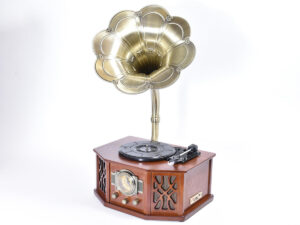 Gramofon 45,8x45x57,6cm s trobento dia38cm rjava les