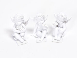 Angelček floral h6,40cm sort. bel polirezina