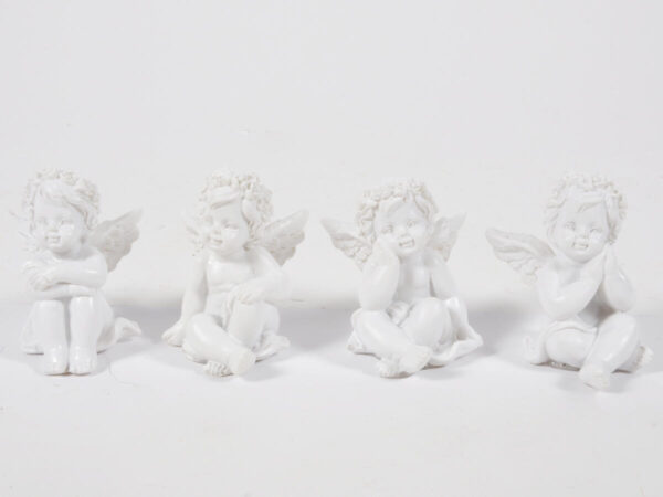 Angel sedeči floral sort h5,5cm bel polirezina