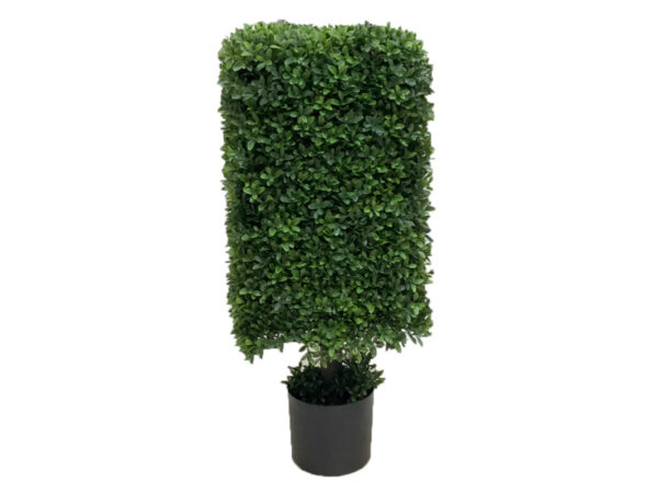 Pušpan kvadraten UV h91cm v črnem loncu zelena plastika
