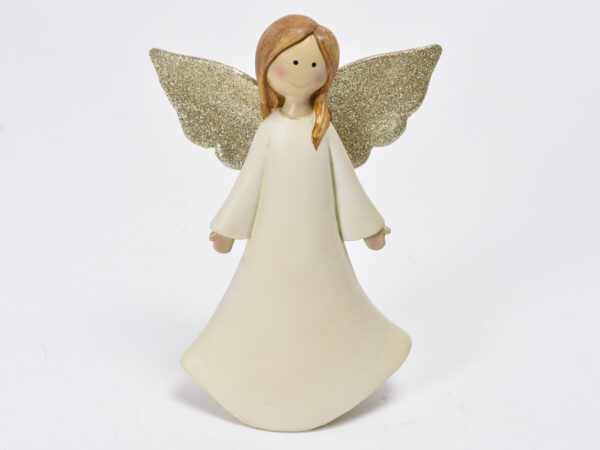Angel 21,50cm sort. krem/zlata polirezina