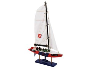 Ladja jadrnica transiciel 25cm bela/rdeča les