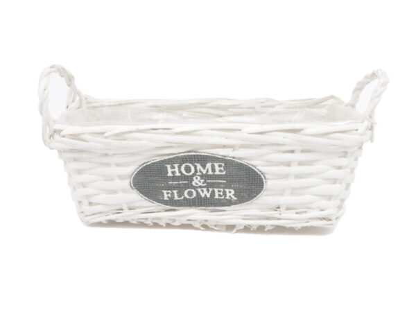 Košara home & flower z ročkama bela