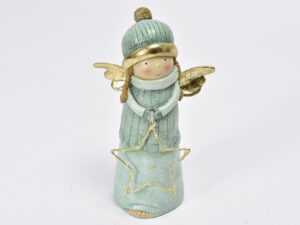 Angel 20cm z lučko sv.zelena polirezina