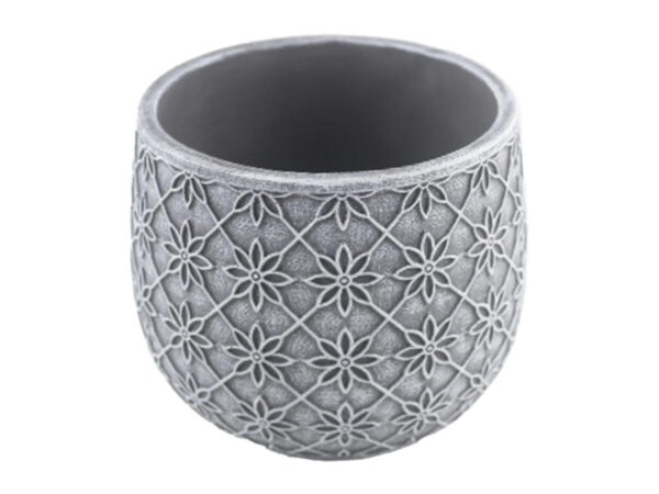 Posoda okrogle oblike temno siva cement