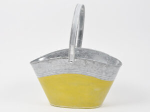 Lonček kovinski z ročajem 27x16xh16cm rumen kovina