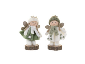 Angel dek.pliš h15cm bel/zelen belo/zelen sort. blago